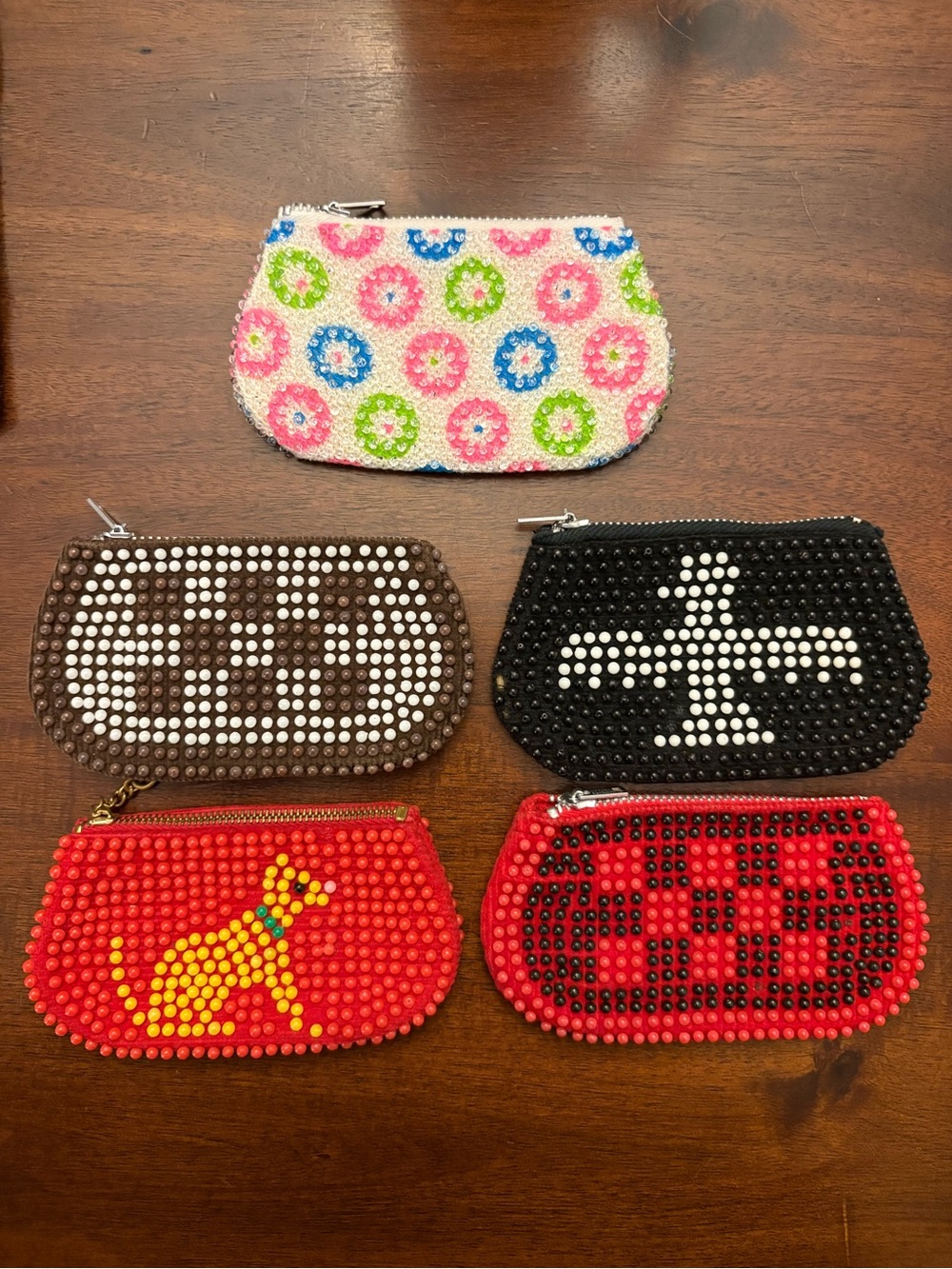 Vintage Beaded Mini Coin Purse - Set of 5
